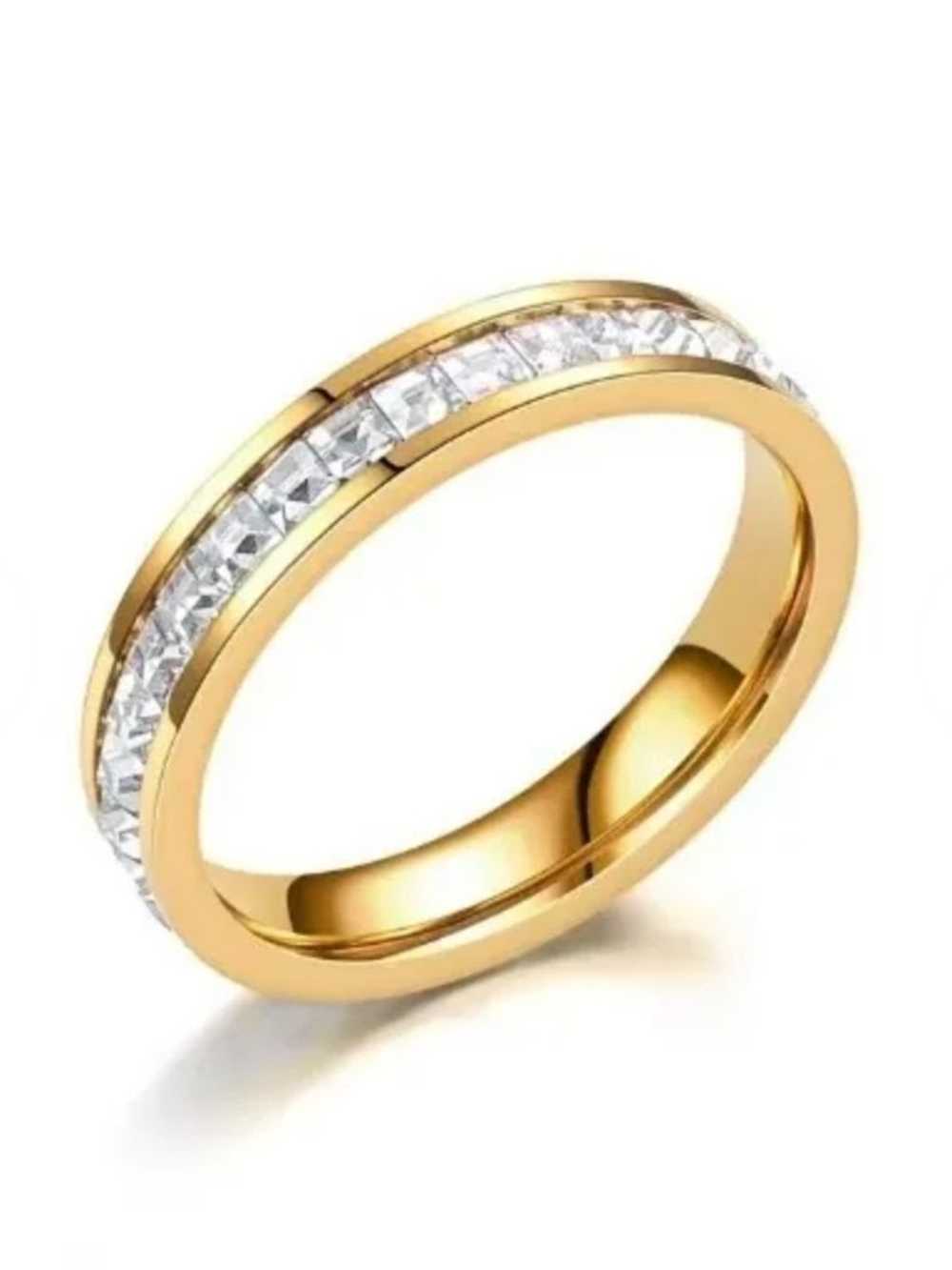NEW Eternity Ring For Women Titanium Steel Bling Cubic Zirconia Square 5, 6, 7